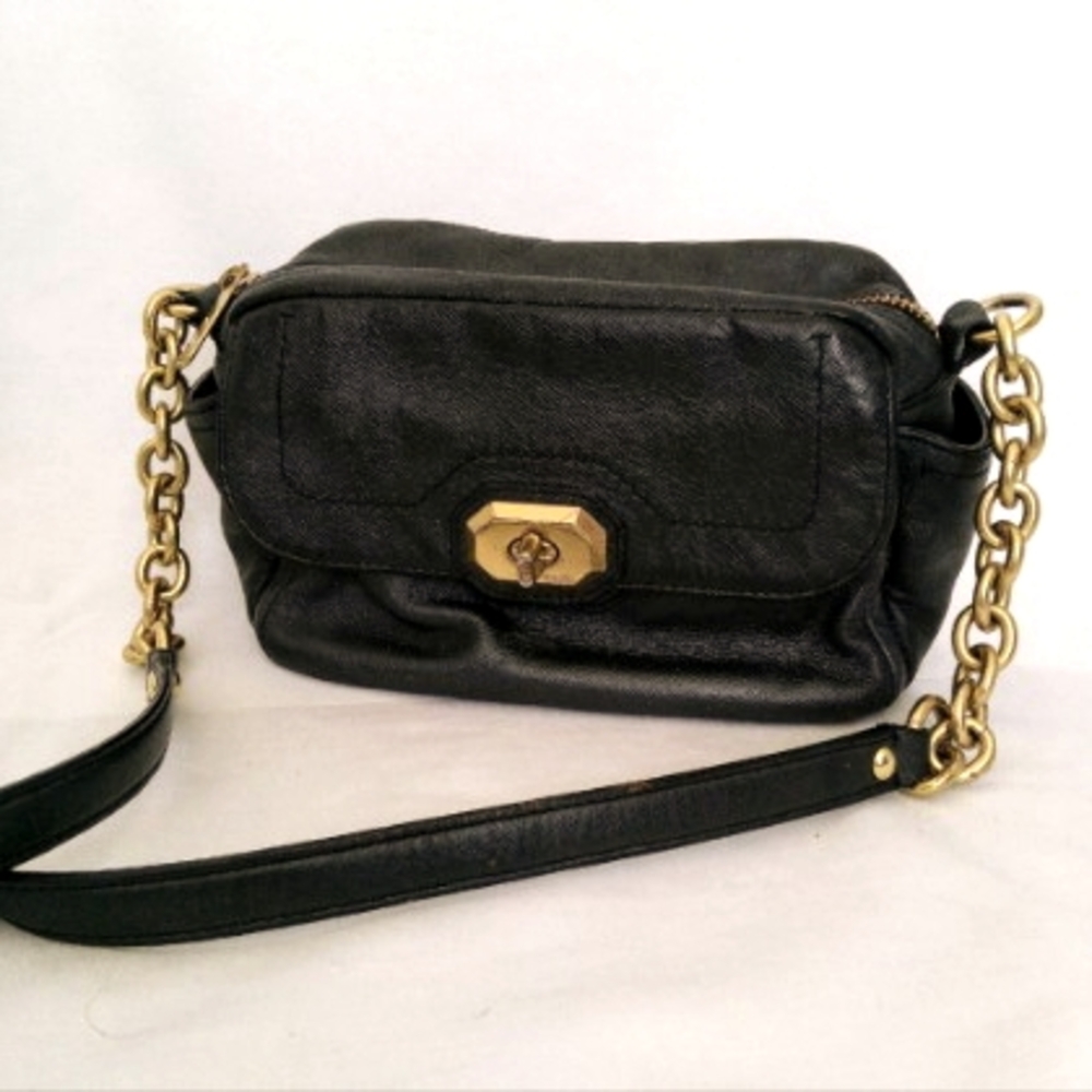 Coach Campbell Turnlock crossbody bag in black leather